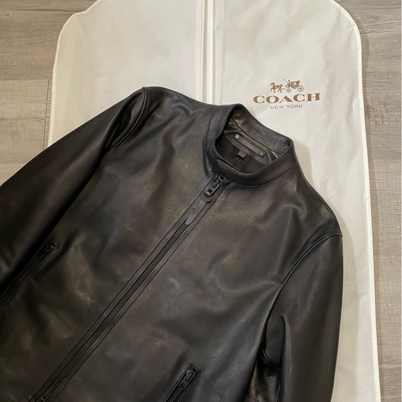 Coach Other - 🎉HP🎉 Men’s Coach Leather Racer Jacket - Size Large. Only Worn Once!